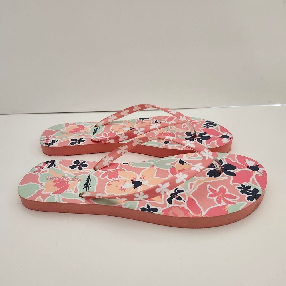 New Vera Bradley pink floral flip flop thong shoes sandals womens size 9/10 L - Picture 7 of 12